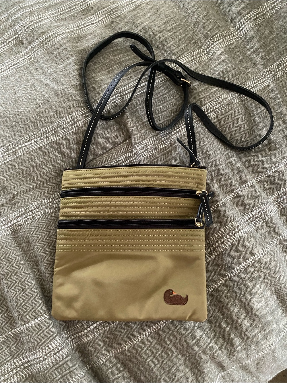Dooney & Bourke Tan Crossbody Bag with Black Strap
